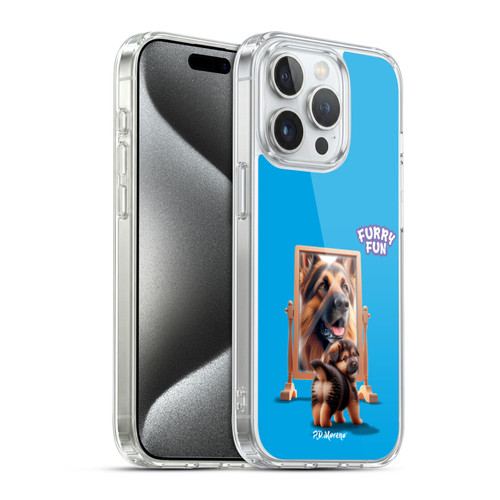 P.D. Moreno Furry Fun Artwork German Shepherd Mirror Soft Gel Case for Apple iPhone 15 Pro & MagSafe