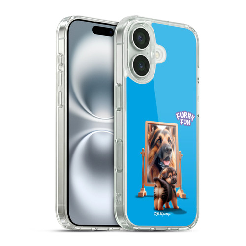 P.D. Moreno Furry Fun Artwork German Shepherd Mirror Soft Gel Case for Apple iPhone 16 & MagSafe