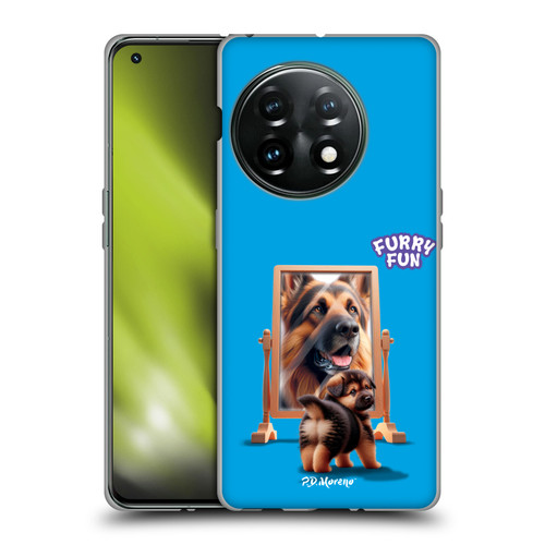 P.D. Moreno Furry Fun Artwork German Shepherd Mirror Soft Gel Case for OnePlus 11 5G