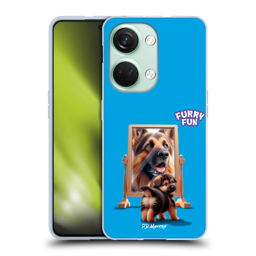 P.D. Moreno Furry Fun Artwork German Shepherd Mirror Soft Gel Case for OnePlus Nord 3 5G