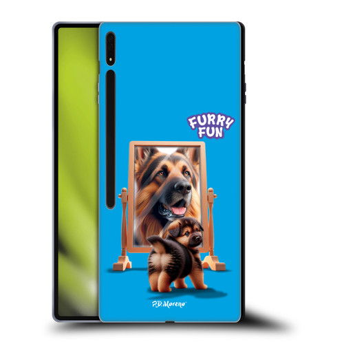 P.D. Moreno Furry Fun Artwork German Shepherd Mirror Soft Gel Case for Samsung Galaxy Tab S8 Ultra
