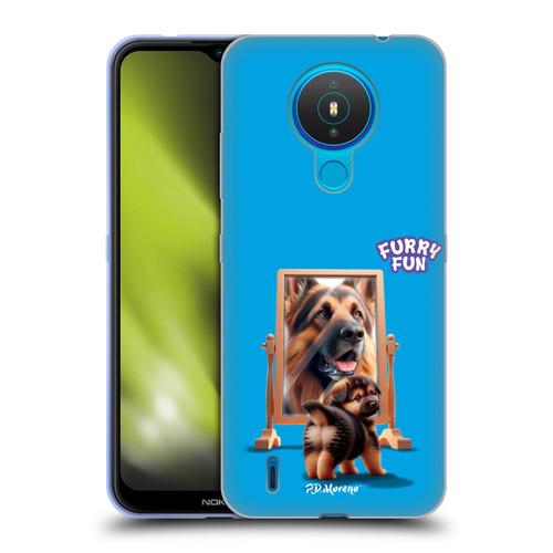 P.D. Moreno Furry Fun Artwork German Shepherd Mirror Soft Gel Case for Nokia 1.4