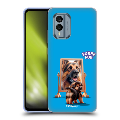 P.D. Moreno Furry Fun Artwork German Shepherd Mirror Soft Gel Case for Nokia X30