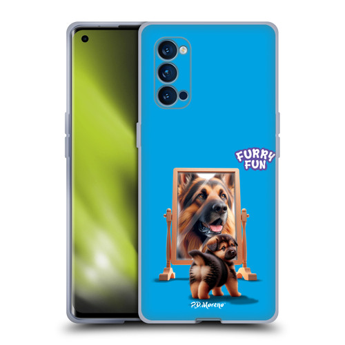P.D. Moreno Furry Fun Artwork German Shepherd Mirror Soft Gel Case for OPPO Reno 4 Pro 5G