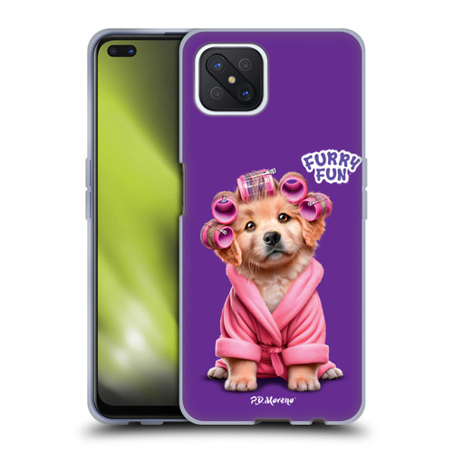 P.D. Moreno Furry Fun Artwork Puppy With Curlers Soft Gel Case for OPPO Reno4 Z 5G