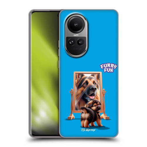 P.D. Moreno Furry Fun Artwork German Shepherd Mirror Soft Gel Case for OPPO Reno10 5G / Reno10 Pro 5G