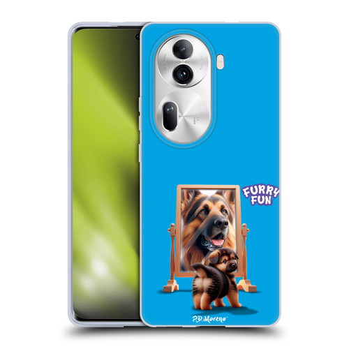 P.D. Moreno Furry Fun Artwork German Shepherd Mirror Soft Gel Case for OPPO Reno11 Pro