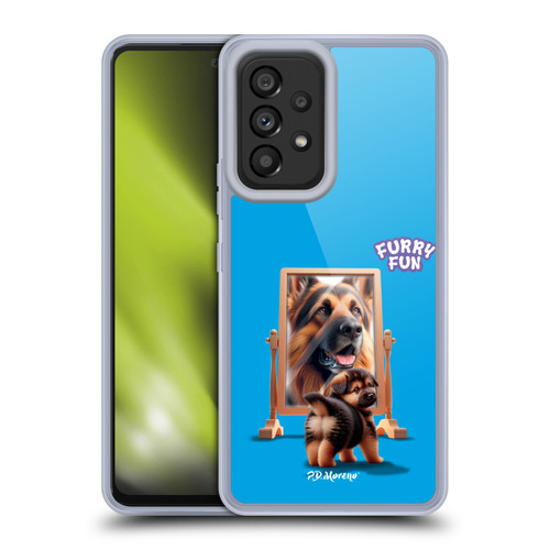 P.D. Moreno Furry Fun Artwork German Shepherd Mirror Soft Gel Case for Samsung Galaxy A53 5G (2022)