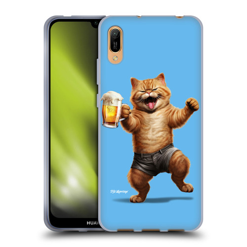 P.D. Moreno Furry Fun Artwork Cat Beer Soft Gel Case for Huawei Y6 Pro (2019)