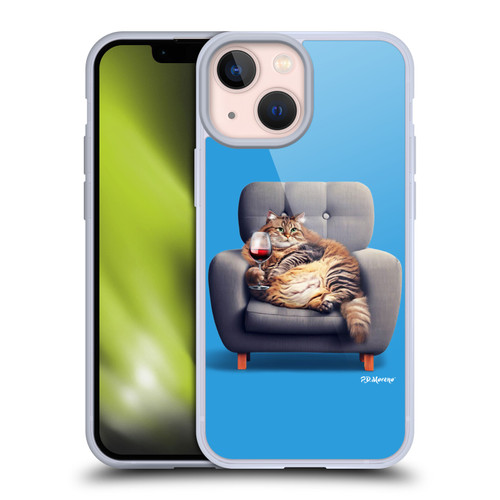 P.D. Moreno Furry Fun Artwork Fat Cat Armchair Soft Gel Case for Apple iPhone 13 Mini