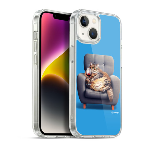 P.D. Moreno Furry Fun Artwork Fat Cat Armchair Soft Gel Case for Apple iPhone 14