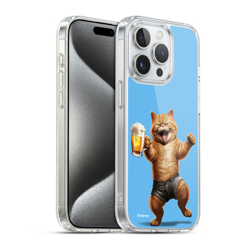 P.D. Moreno Furry Fun Artwork Cat Beer Soft Gel Case for Apple iPhone 15 Pro & MagSafe