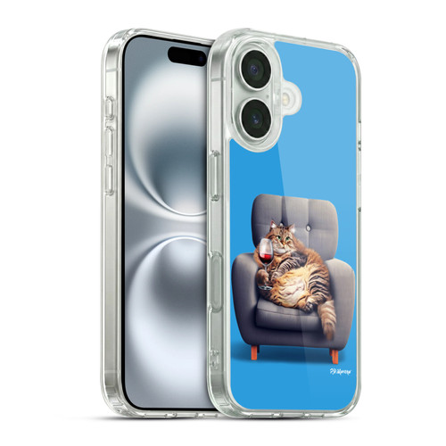 P.D. Moreno Furry Fun Artwork Fat Cat Armchair Soft Gel Case for Apple iPhone 16 & MagSafe