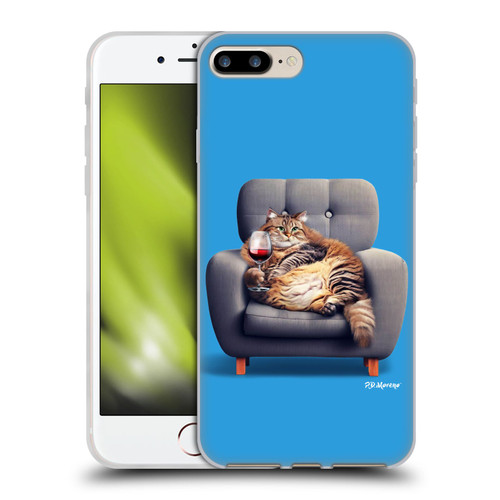 P.D. Moreno Furry Fun Artwork Fat Cat Armchair Soft Gel Case for Apple iPhone 7 Plus / iPhone 8 Plus