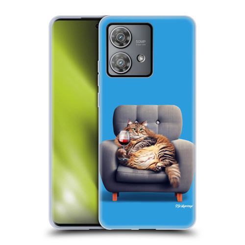P.D. Moreno Furry Fun Artwork Fat Cat Armchair Soft Gel Case for Motorola Edge 40 Neo 5G