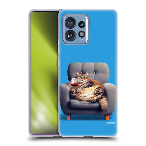 P.D. Moreno Furry Fun Artwork Fat Cat Armchair Soft Gel Case for Motorola Moto Edge 40 Pro