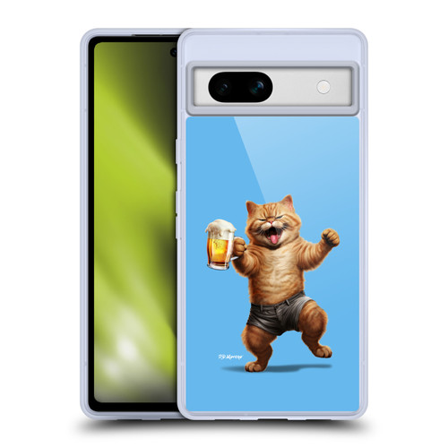 P.D. Moreno Furry Fun Artwork Cat Beer Soft Gel Case for Google Pixel 7a