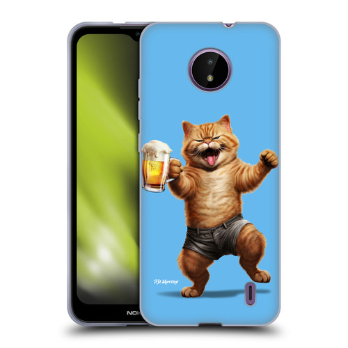 P.D. Moreno Furry Fun Artwork Cat Beer Soft Gel Case for Nokia C10 / C20