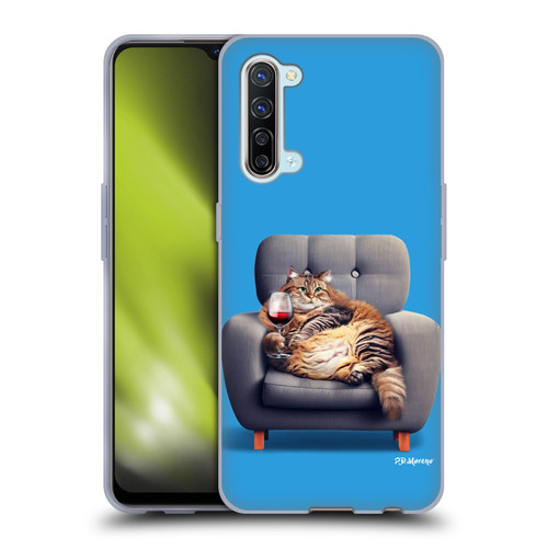 P.D. Moreno Furry Fun Artwork Fat Cat Armchair Soft Gel Case for OPPO Find X2 Lite 5G