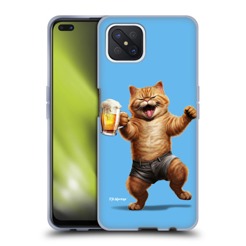 P.D. Moreno Furry Fun Artwork Cat Beer Soft Gel Case for OPPO Reno4 Z 5G