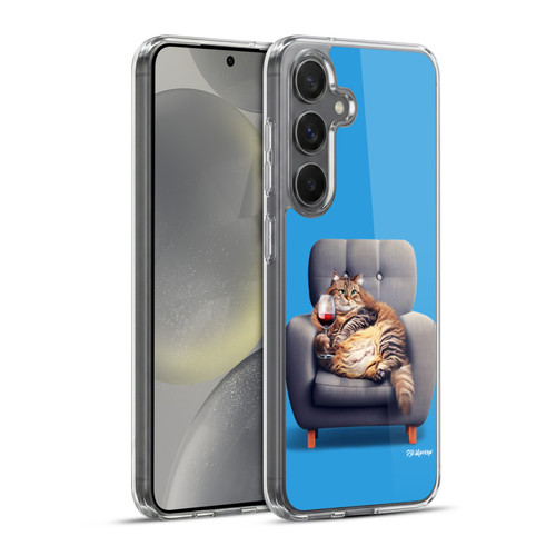 P.D. Moreno Furry Fun Artwork Fat Cat Armchair Soft Gel Case for Samsung Galaxy S24+ 5G & MagSafe