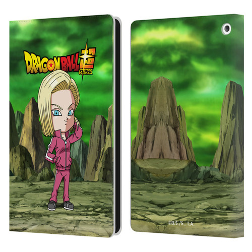 Dragon Ball Super Characters Android 18 Leather Book Wallet Case Cover For Amazon Fire HD 8/Fire HD 8 Plus 2020