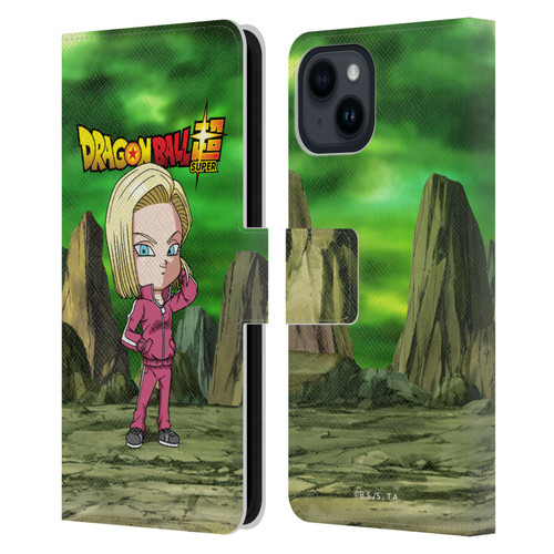 Dragon Ball Super Characters Android 18 Leather Book Wallet Case Cover For Apple iPhone 15
