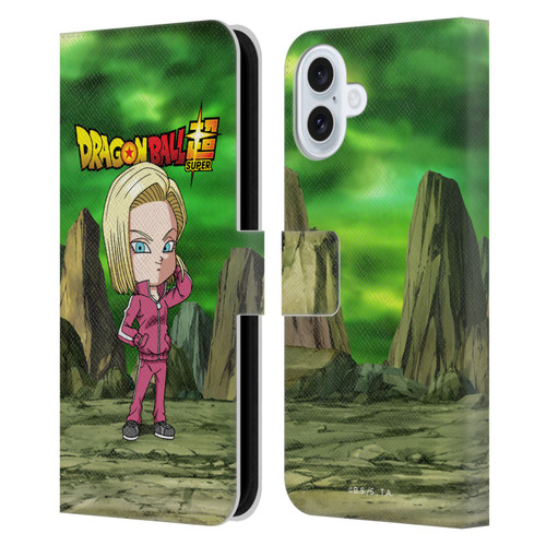 Dragon Ball Super Characters Android 18 Leather Book Wallet Case Cover For Apple iPhone 16 Plus