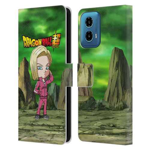 Dragon Ball Super Characters Android 18 Leather Book Wallet Case Cover For Motorola Moto G34 5G