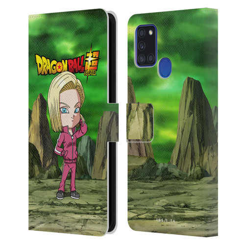 Dragon Ball Super Characters Android 18 Leather Book Wallet Case Cover For Samsung Galaxy A21s (2020)
