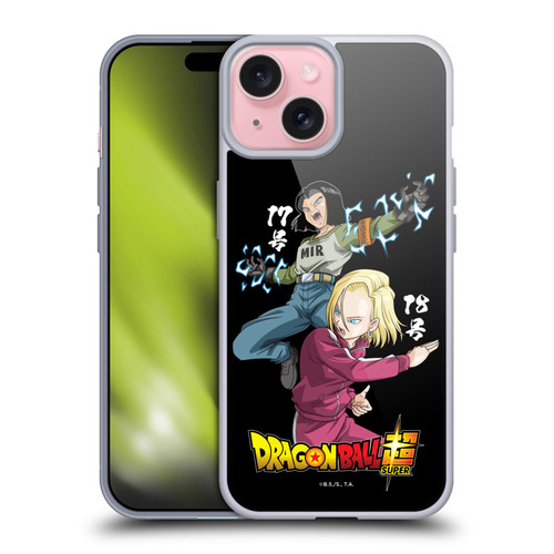 Dragon Ball Super Universe Survival Characters Android 17 & 18 Soft Gel Case for Apple iPhone 15