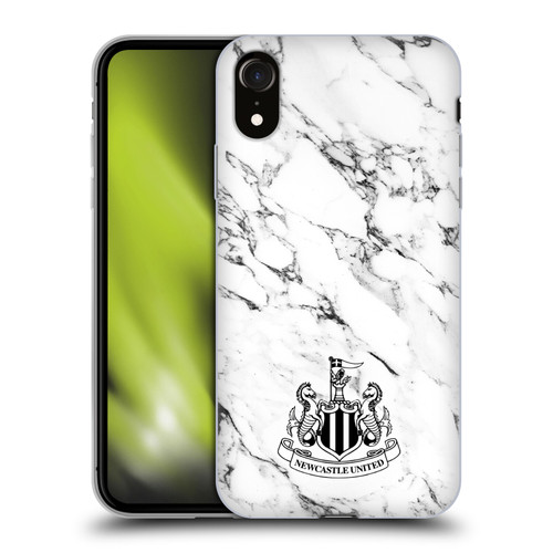 Newcastle United Football Club Crest White Marble Soft Gel Case for Apple iPhone XR