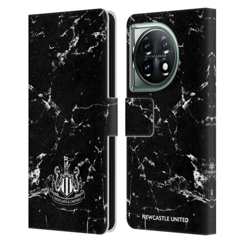 Newcastle United Football Club Crest Black Marble Leather Book Wallet Case Cover For OnePlus 11 5G