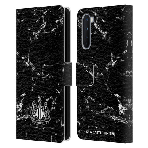 Newcastle United Football Club Crest Black Marble Leather Book Wallet Case Cover For OnePlus Nord 5G