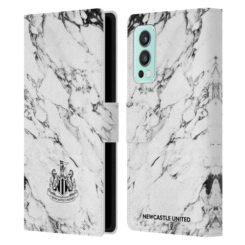 Newcastle United Football Club Crest White Marble Leather Book Wallet Case Cover For OnePlus Nord 2 5G