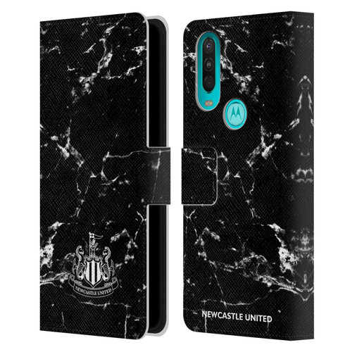 Newcastle United Football Club Crest Black Marble Leather Book Wallet Case Cover For OPPO A54 5G