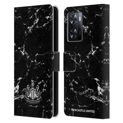 Newcastle United Football Club Crest Black Marble Leather Book Wallet Case Cover For OPPO A57s