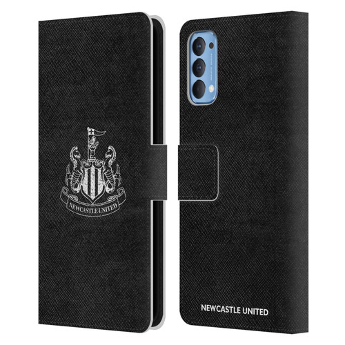 Newcastle United Football Club Crest Distressed Leather Book Wallet Case Cover For OPPO Reno 4 5G