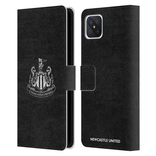 Newcastle United Football Club Crest Distressed Leather Book Wallet Case Cover For OPPO Reno4 Z 5G