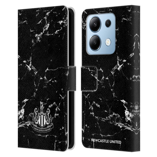 Newcastle United Football Club Crest Black Marble Leather Book Wallet Case Cover For Xiaomi Redmi Note 13/13 Pro 5G