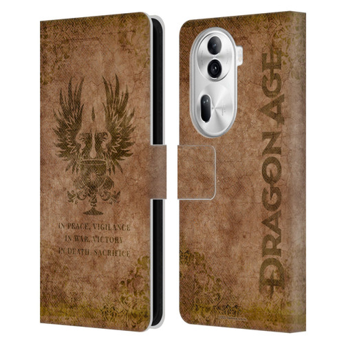 EA Bioware Dragon Age Heraldry Grey Wardens Distressed Leather Book Wallet Case Cover For OPPO Reno11