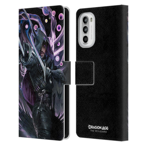 EA Bioware Dragon Age The Veilguard Graphics Lucanis Leather Book Wallet Case Cover For Motorola Moto G52