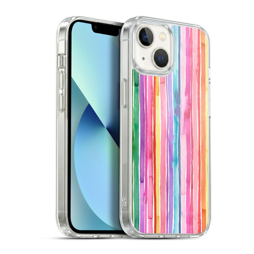 Ninola Colorful Geometric Rainbow Stripes Soft Gel Case for Apple iPhone 13
