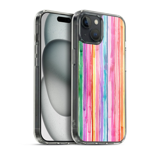 Ninola Colorful Geometric Rainbow Stripes Soft Gel Case for Apple iPhone 15 Plus & MagSafe