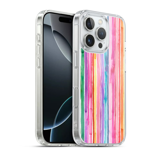 Ninola Colorful Geometric Rainbow Stripes Soft Gel Case for Apple iPhone 16 Pro & MagSafe