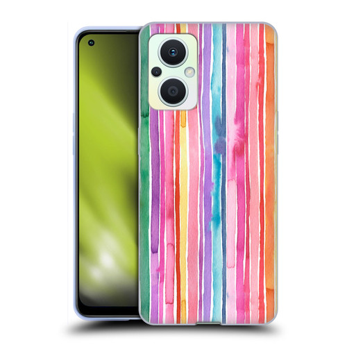 Ninola Colorful Geometric Rainbow Stripes Soft Gel Case for OPPO Reno8 Lite