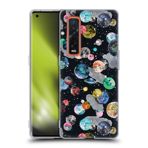 Ninola Colourful Patterns Space Planets Black Soft Gel Case for OPPO Find X2 Pro 5G