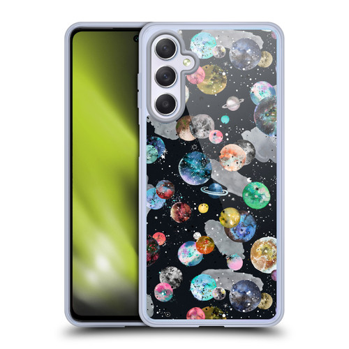 Ninola Colourful Patterns Space Planets Black Soft Gel Case for Samsung Galaxy M54 5G