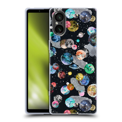 Ninola Colourful Patterns Space Planets Black Soft Gel Case for Sony Xperia 5 V 5G