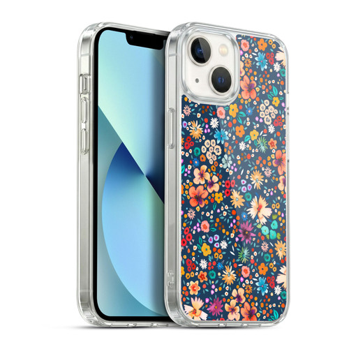 Ninola Colourful Prints Blue Floral Soft Gel Case for Apple iPhone 13